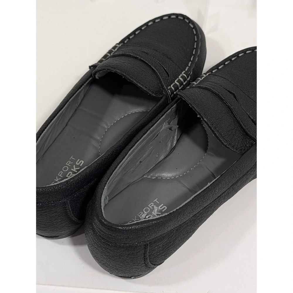 Rockport Works RK600 Penny Loafer 6.5M Black Leather Slip Resistant Safety Shoe